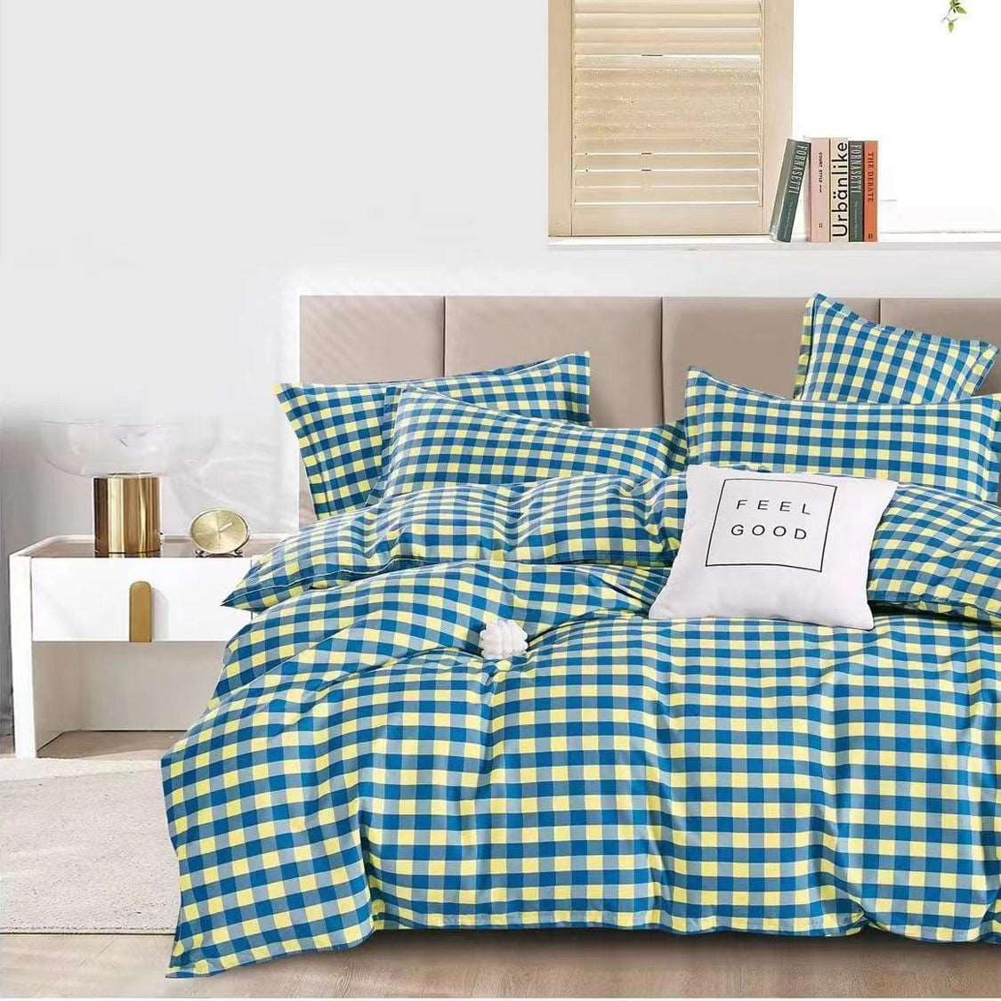 Breathable-non-synthetic-emerald-checker-bedsheet