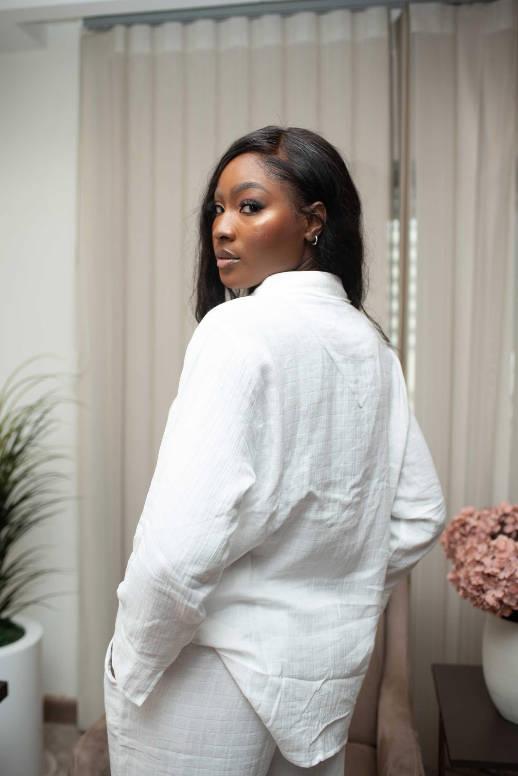 Muslin Premium White Fabric Lounge Wear - Image 3