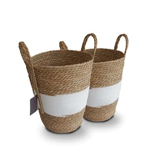 Maldives - Natural and White Stripe Basket