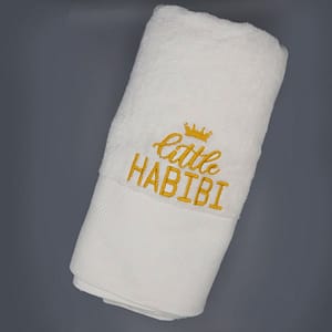 Little Habib White 100% Egyptian Cotton Personalized Bath Towels