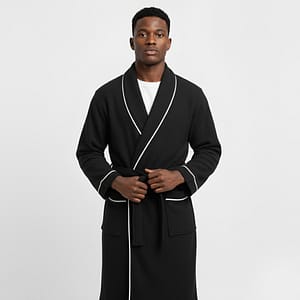 Black Pineapply Cotton Bathrobe