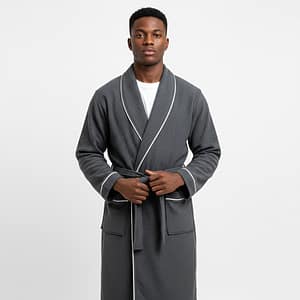 Charcoal Grey Pineapply Cotton Bathrobe