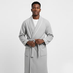 Neutral Grey Pineapply Cotton Bathrobe