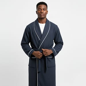 Midnight Blue Pineapply Cotton Bathrobe
