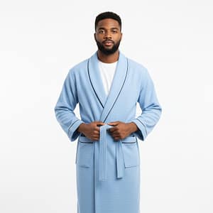Periwinkle Blue Pineapply Cotton Bathrobe
